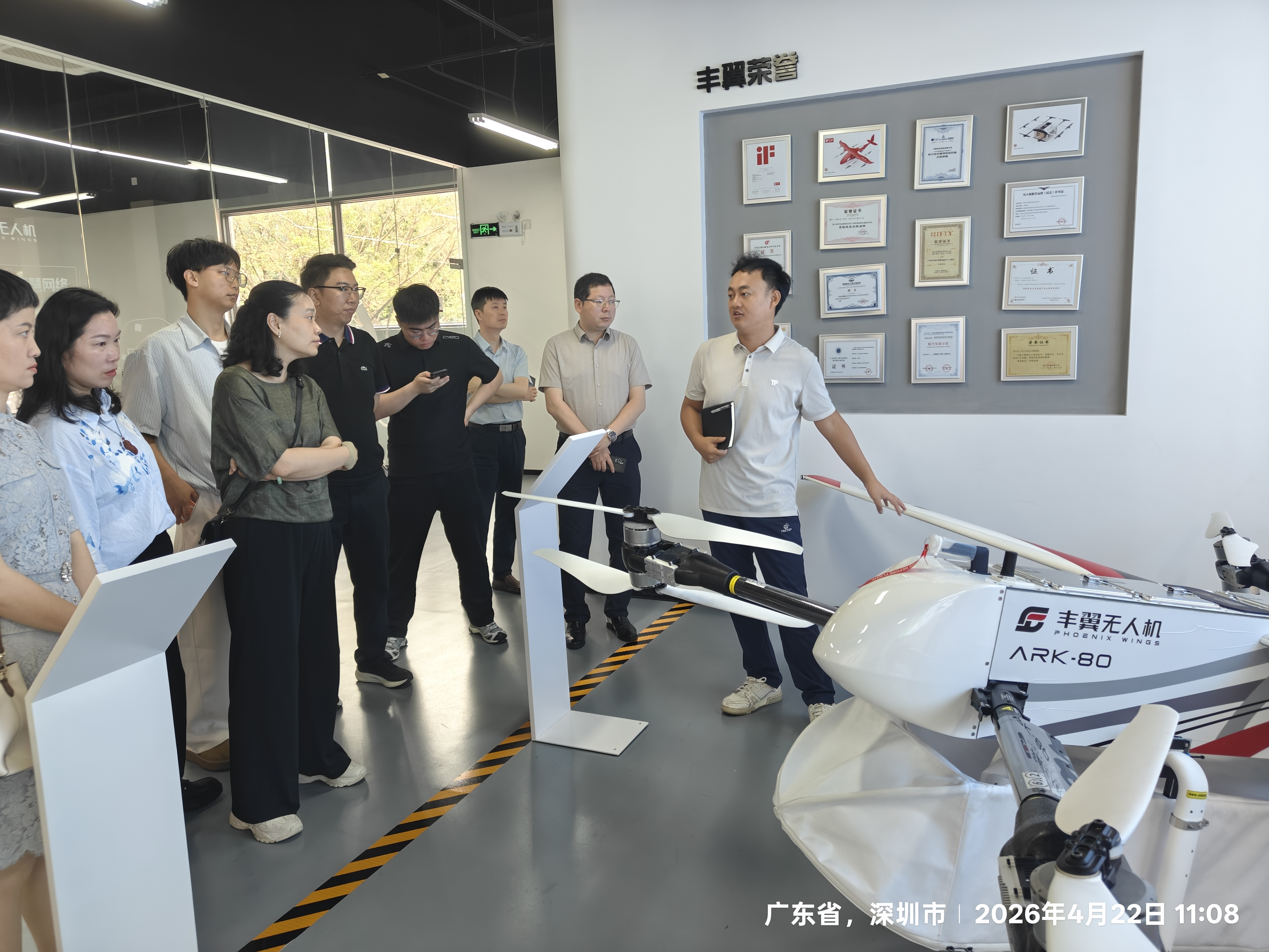 图2 全体人员参观丰翼无人机